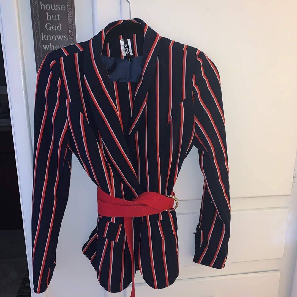 Blue Red Stripe Power Suit